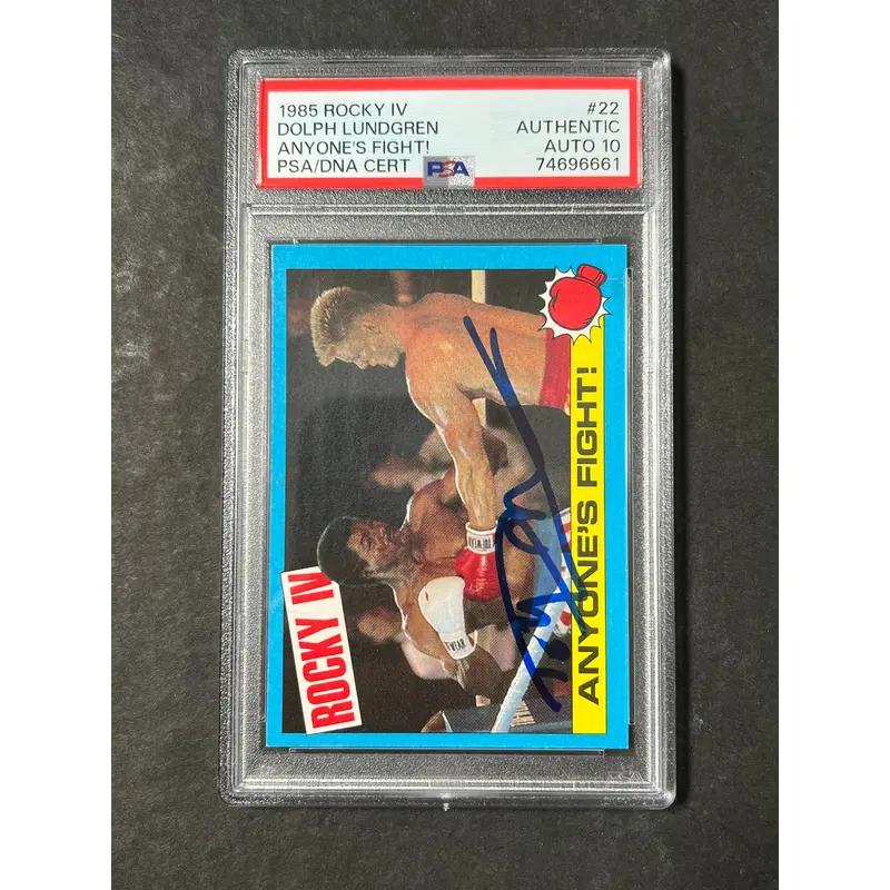 1985 Topps Rocky IV #22 Signed Card Dolph Lundgren PSA Auto 10 Ivan Drago