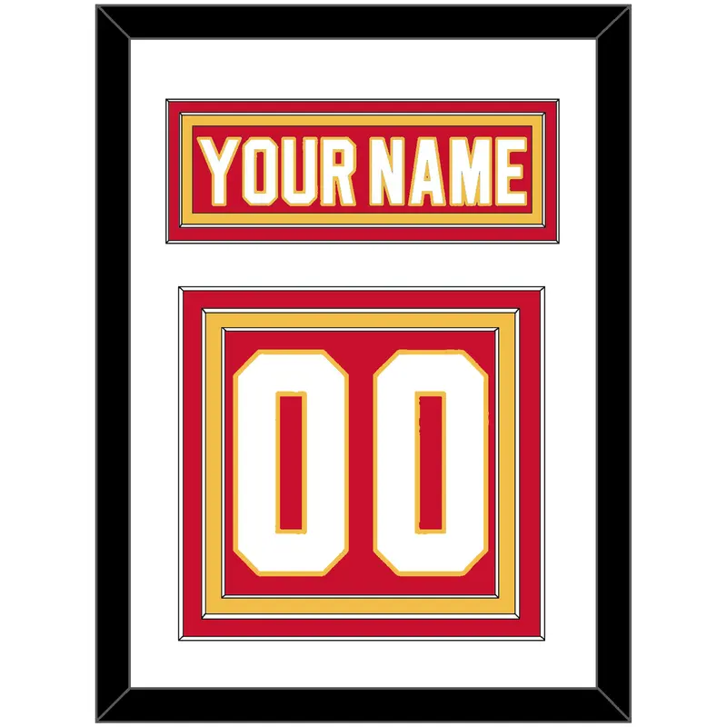 Calgary Nameplate & Number (Back) - Road Red (1980-1994) - Triple Mat 1