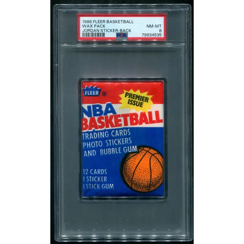 1986 1986/87 Fleer Basketball Unopened Wax Pack PSA 8 Jordan Sticker Back *4535