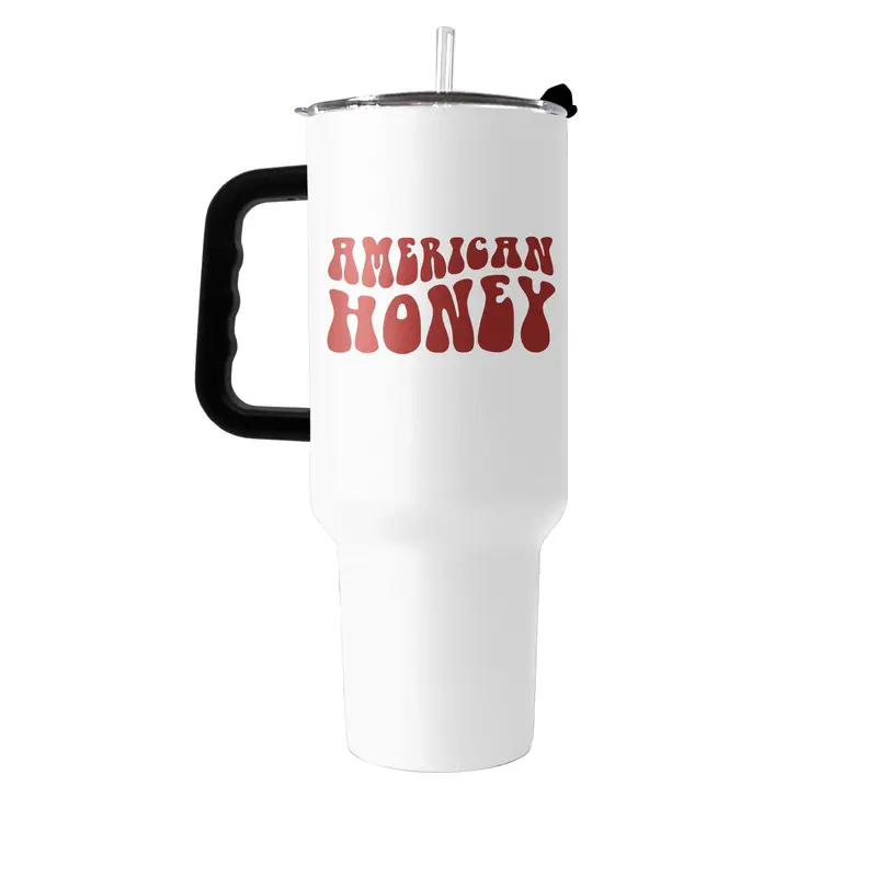 4th of July 40oz White America Honey Powder Coat Tumbler