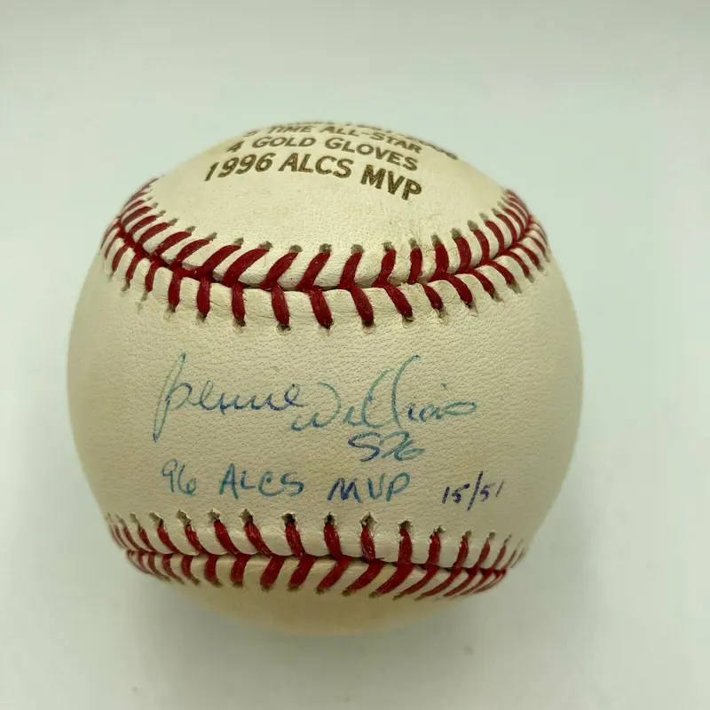 Bernie Williams 1996 ALCS MVP Signed Major League STAT Baseball Steiner & MLB