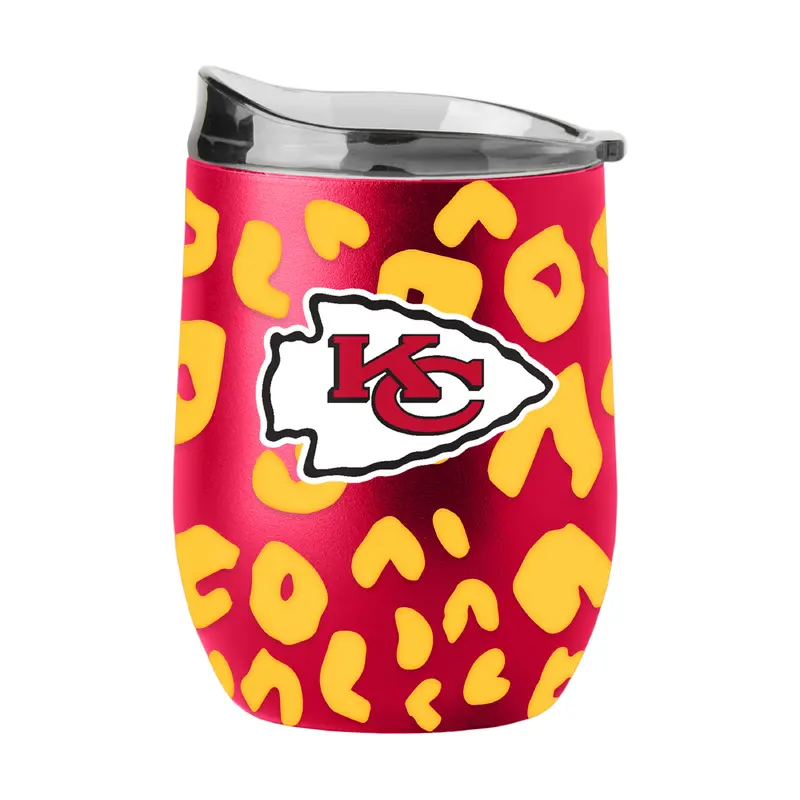 Kansas City Chiefs 16oz Leopard Powder Coat Curved Bev