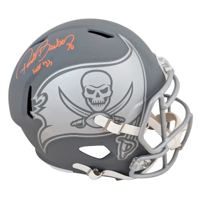 Buccaneers Ronde Barber "HOF 23" Signed Slate Full Size Speed Rep Helmet BAS Wit