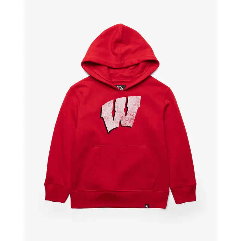 WISCONSIN BADGERS DISTRESSED IMPRINT '47 HEADLINE HOOD KIDS
