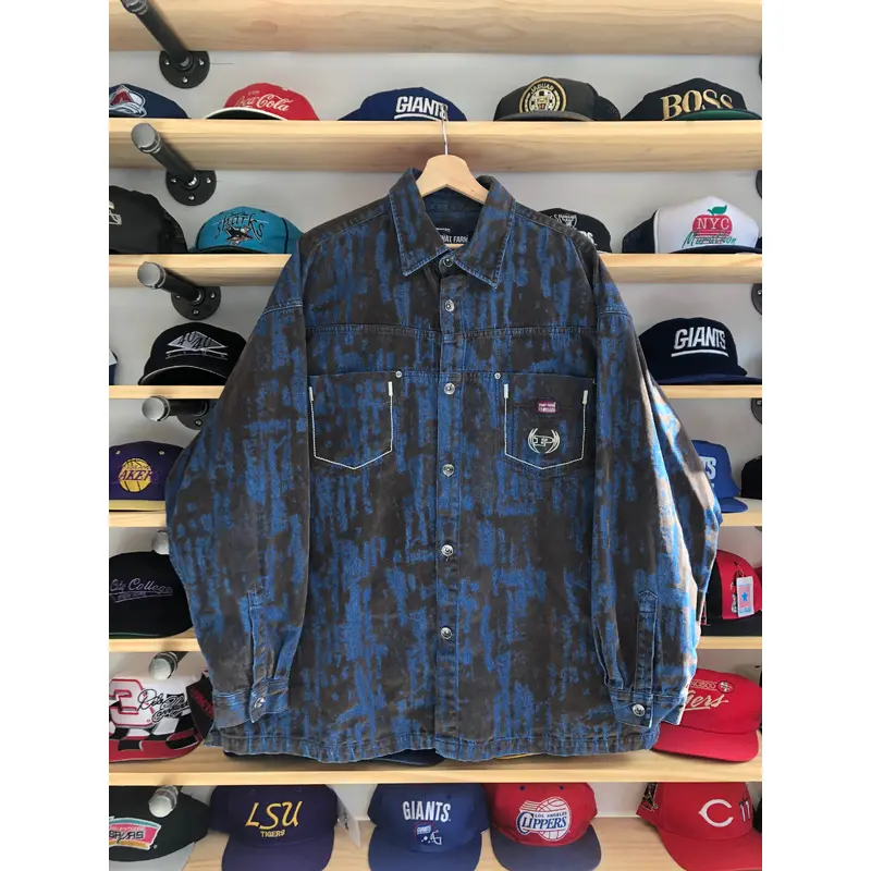 Vintage Phat Farm All Over Print Style Denim Jacket Size 3XL