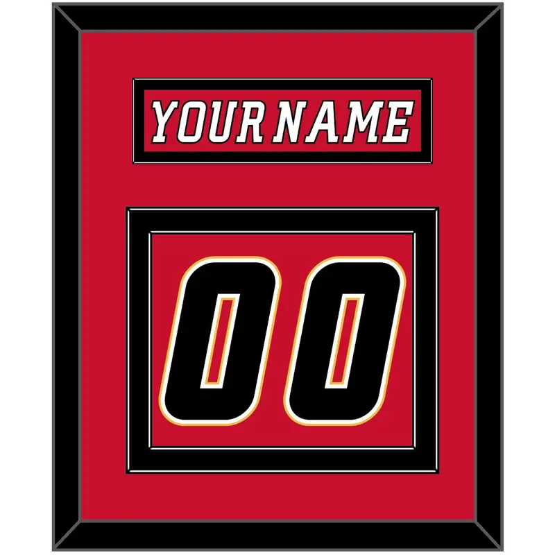 Calgary Nameplate & Number (Back) - Home Red (2007-2017) - Double Mat 4