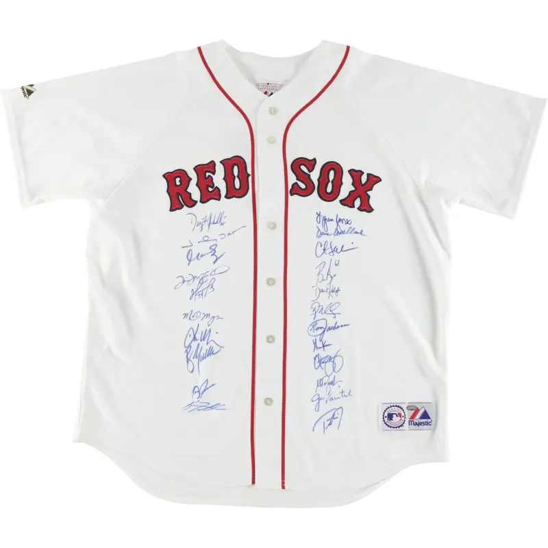 2004 Boston Red Sox World Series Camps Team Signed Authentic Majestic Jersey PSA