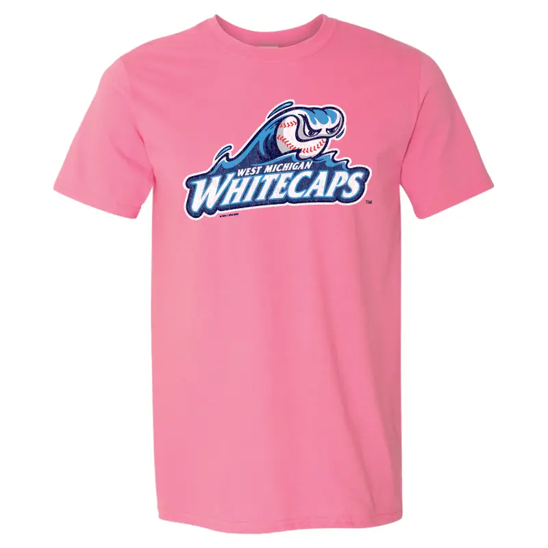 West Michigan Whitecaps Primary Distressed Logo Pink Softstyle Tee