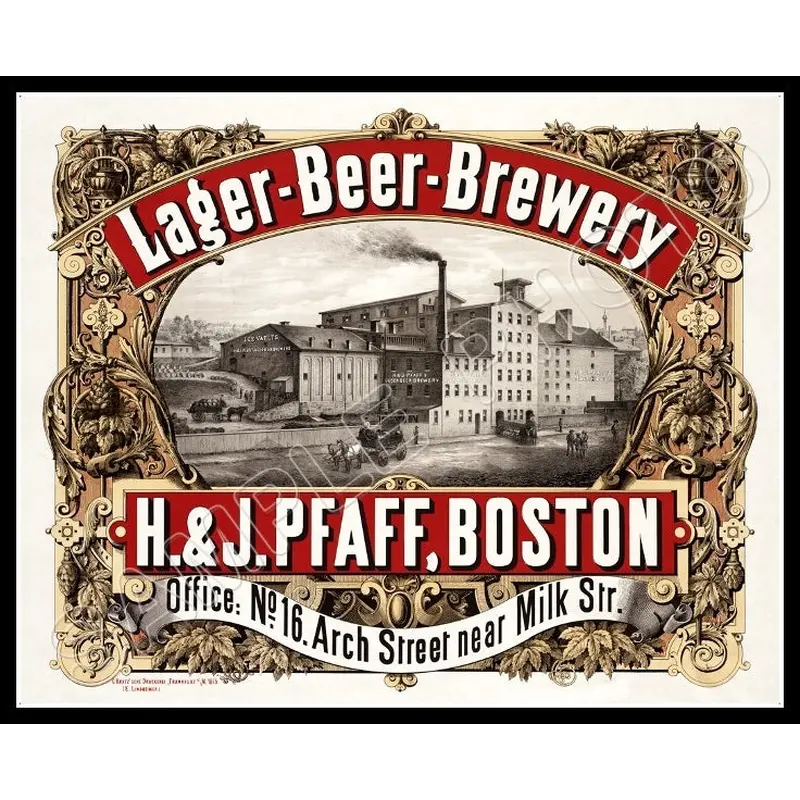 H & J Pfaff Beer Brewery 8X10 Photo - Boston Massachusetts 1875 - 2241