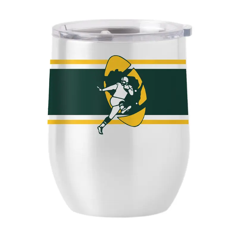 Green Bay Packers Throwback 16oz Stripe Stainless Curved Beverage
