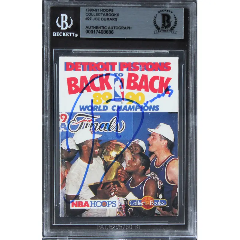 Pistons Joe Dumars Authentic Signed 1990 Hoops #27 Card BAS Slabbed