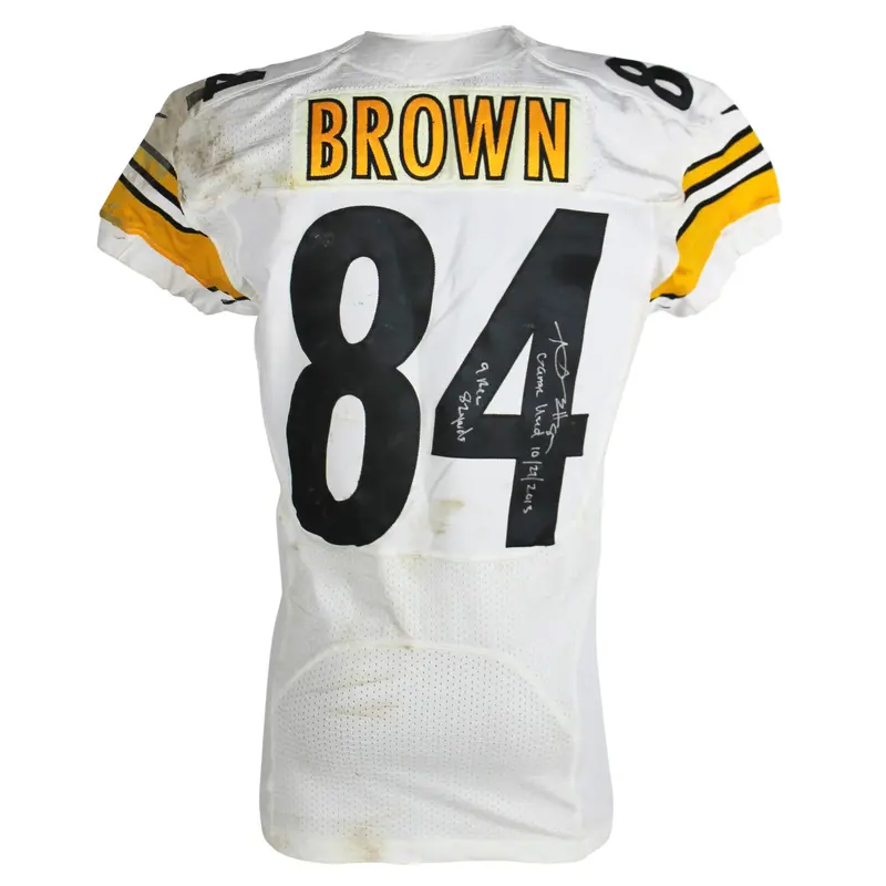 Steelers Antonio Brown Signed 10/27/2013 Game Used Nike White Home Jersey