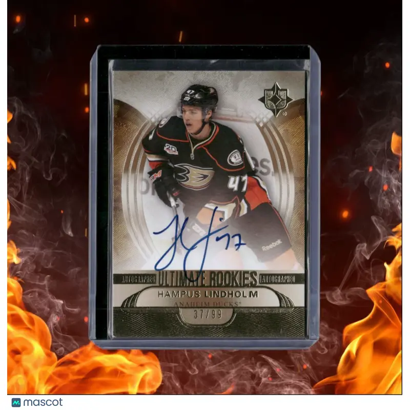 2013-14 Upper Deck Ultimate Hampus Lindholm Gold Rookie Auto 37/99 #160