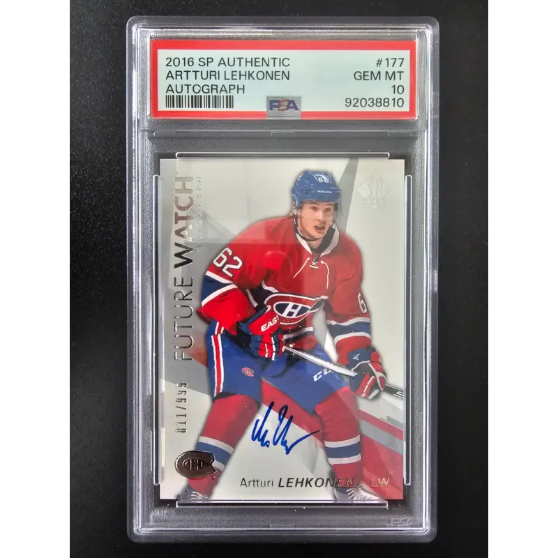 2016-17 Upper Deck SP Authentic Future Watch - Artturi Lehkonen #177 /999 PSA 10 RC