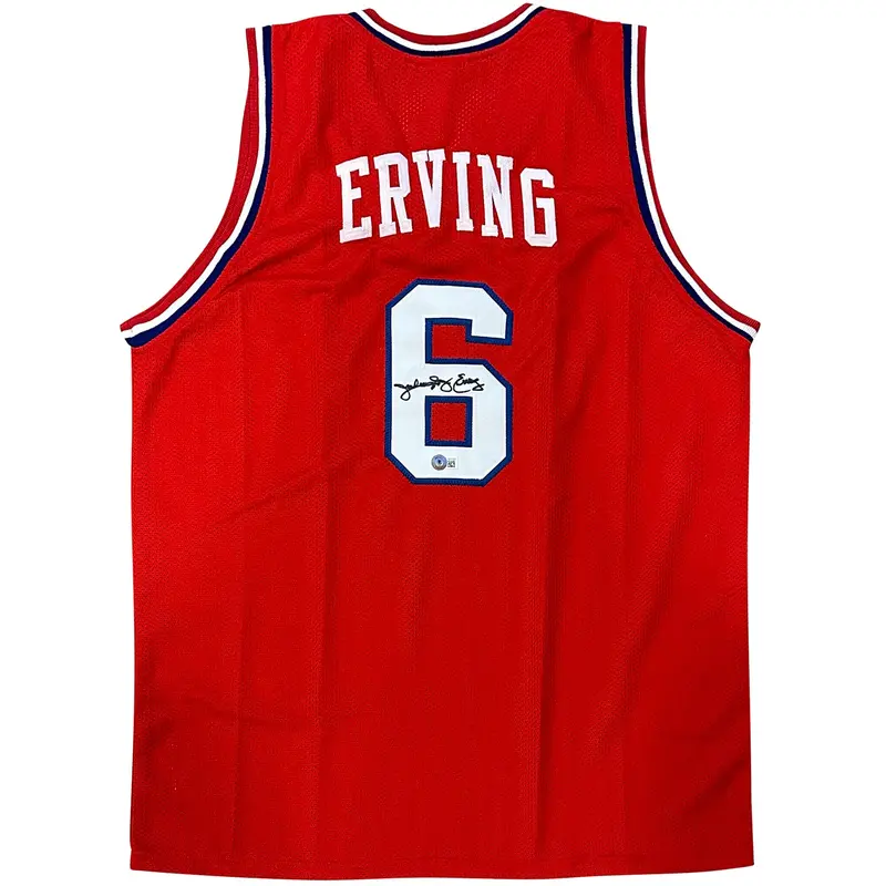 Julius Dr J. Erving Autographed Philadelphia (Red #6) Custom Jersey - Beckett Witness