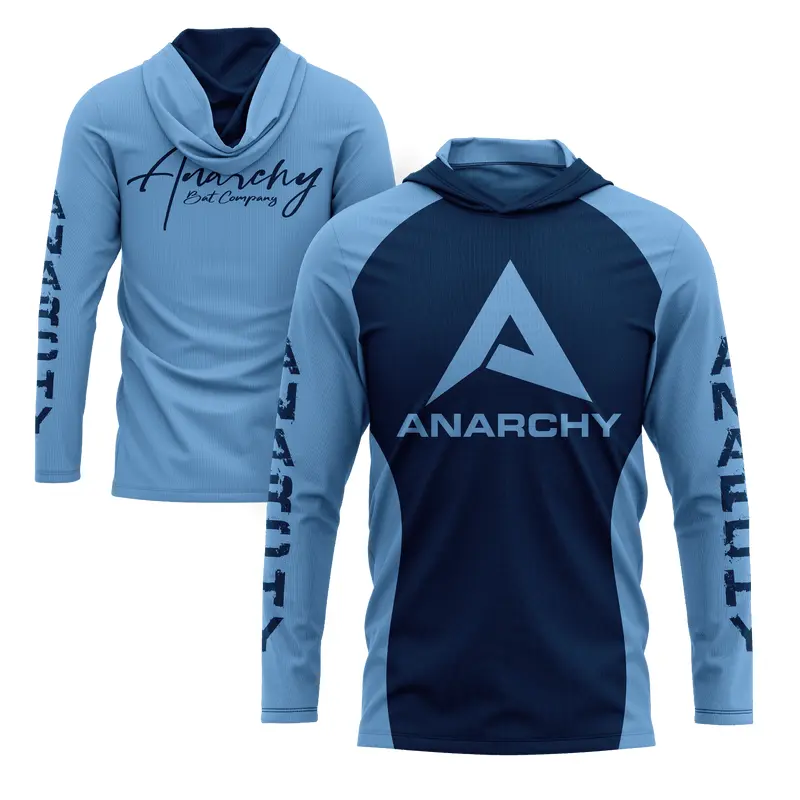 Anarchy Hooded Long Sleeve Tee - Carolina/Navy