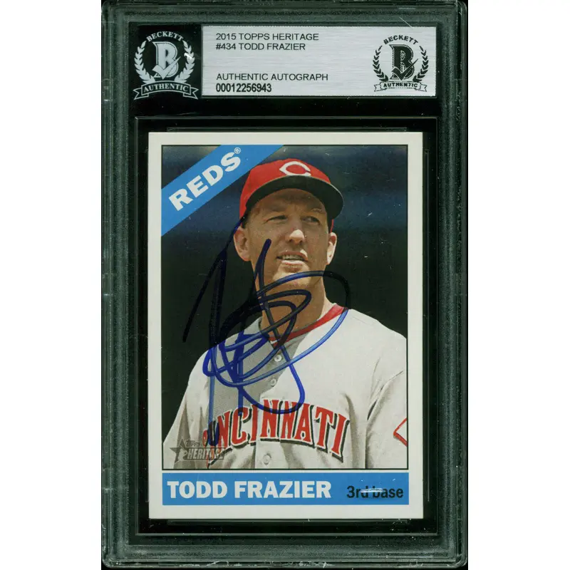 Reds Todd Frazier Authentic Signed 2015 Topps Heritage #434 Card BAS Slabbed