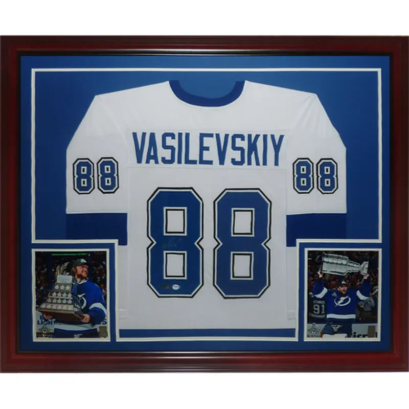 Andrei Vasilevskiy Autographed Tampa Bay Lightning (White #88) Deluxe Framed Jersey - JSA