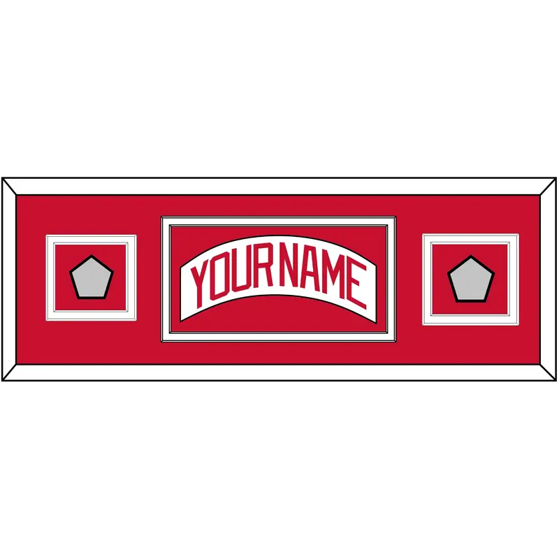 Detroit Nameplate & 2 Stanley Cup Finals Patch - Road White (2007-2017) - Double Mat 2