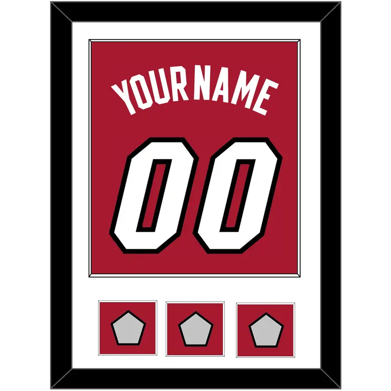 Miami Name & Number With 3 Finals Patches - Alternate Red (2001-2008) - Single Mat 1