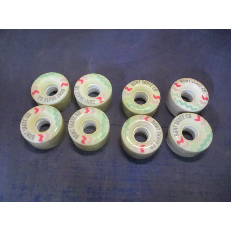 Used Red & Green Bont Skate Co. Glide Outdoor Roller Skate Wheels Set of 8