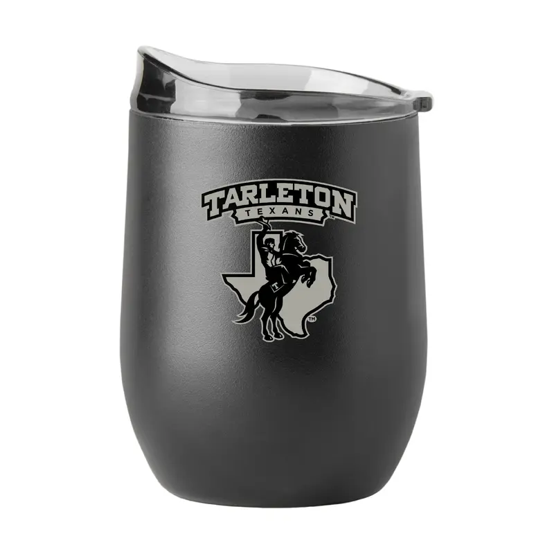 Tarleton State GunMetal 16oz Black Powder Coat Curved Beverage