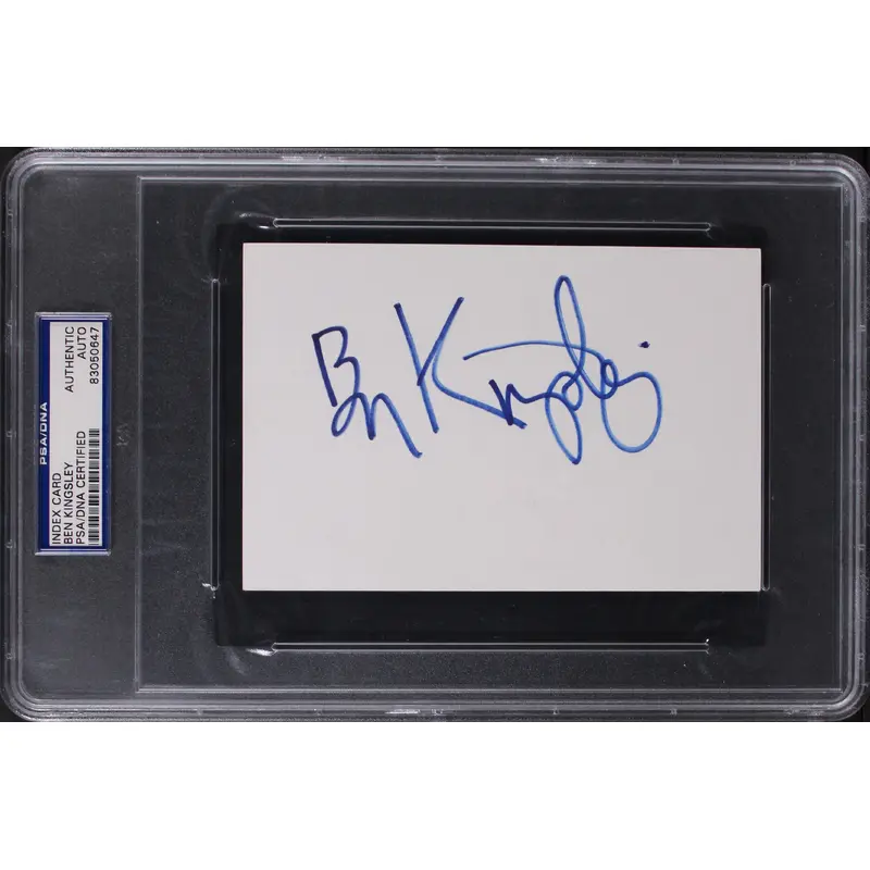Ben Kingsley Gandhi Authentic Signed 4x6 Index Card Autographed PSA/DNA Slabbed