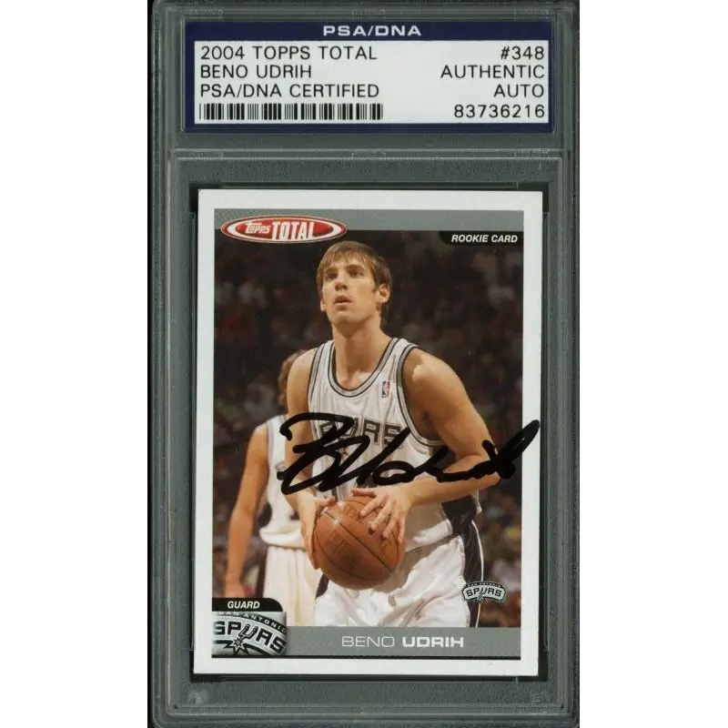 Spurs Beno Udrih Authentic Signed Card 2004 Topps Total Rc #348 PSA/DNA Slabbed