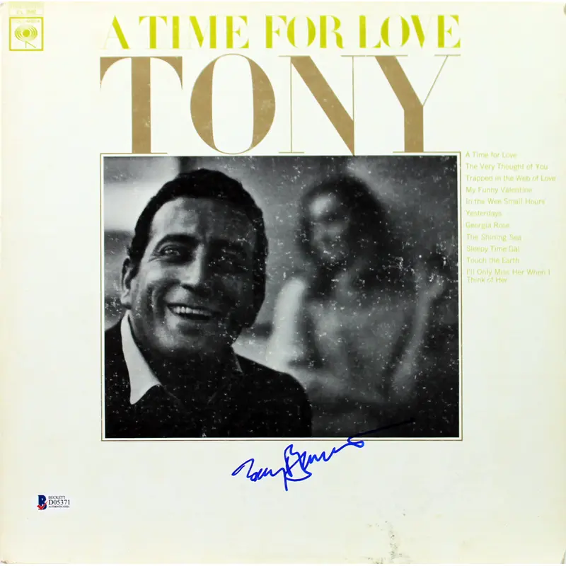 Tony Bennett Authentic Signed A Time For Love Album Cover BAS #D05371