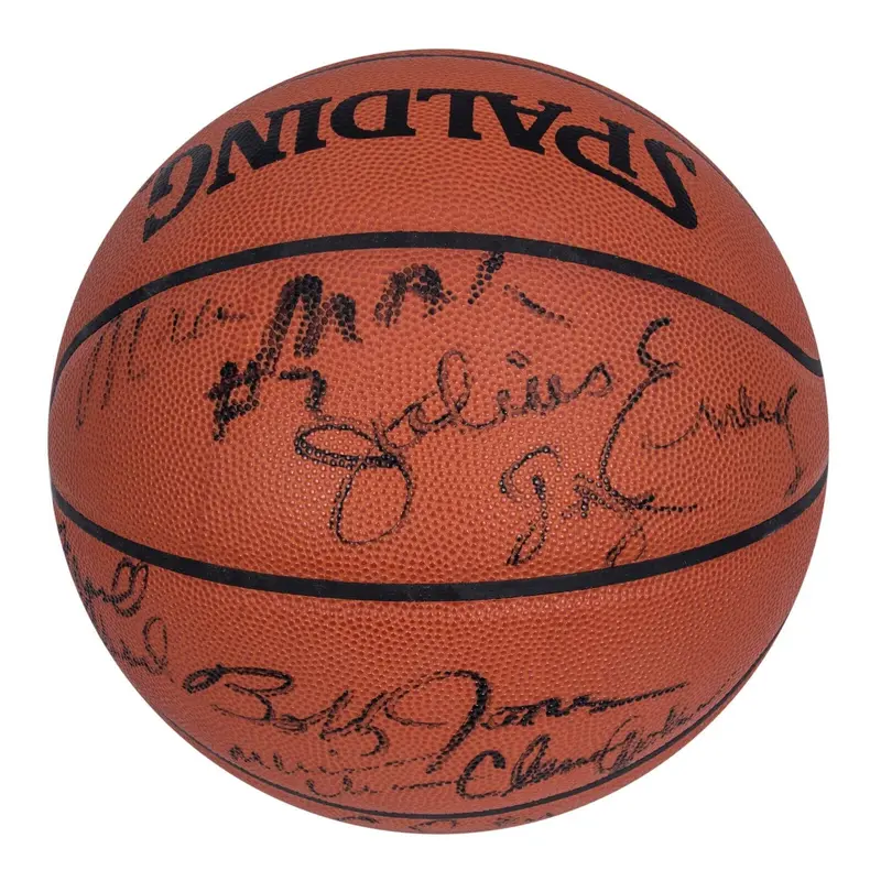 198283 Philadelphia 76ers NBA Champs Team Signed Game Basketball Beckett COA