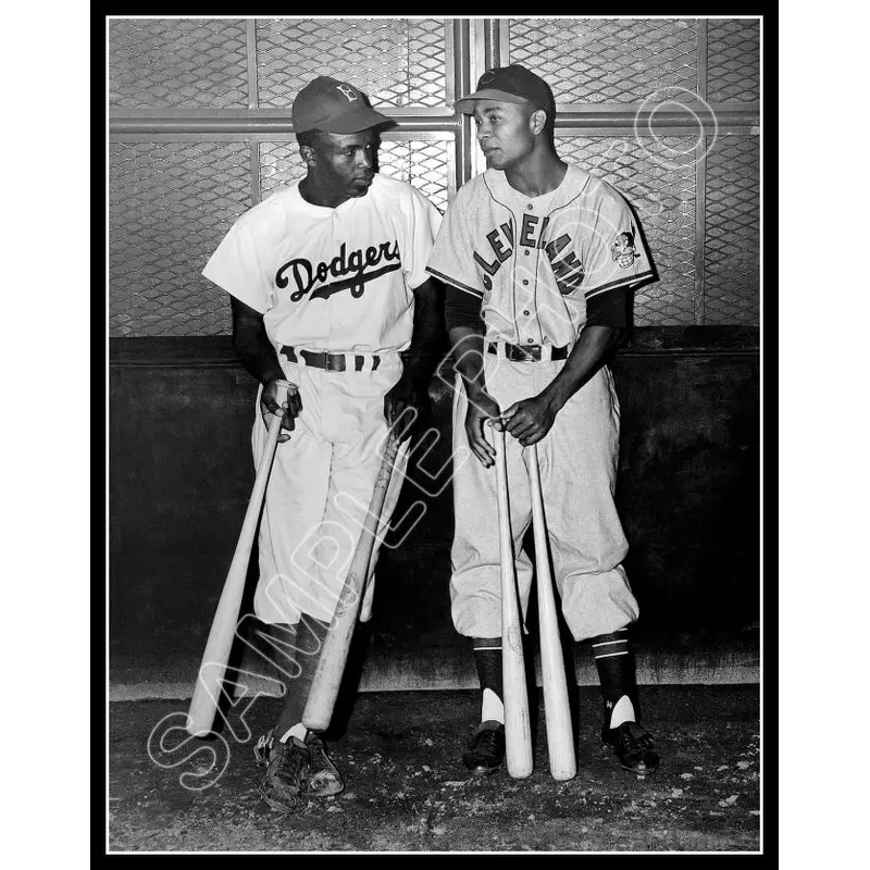 Jackie Robinson Larry Doby 11X14 Photo - 1947 Dodgers Indians - 11969