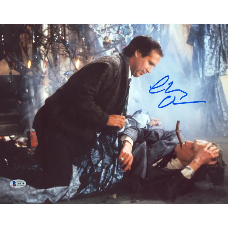 Chevy Chase Christmas Vacation Signed 11x14 Horizontal w/ Lewis Photo BAS