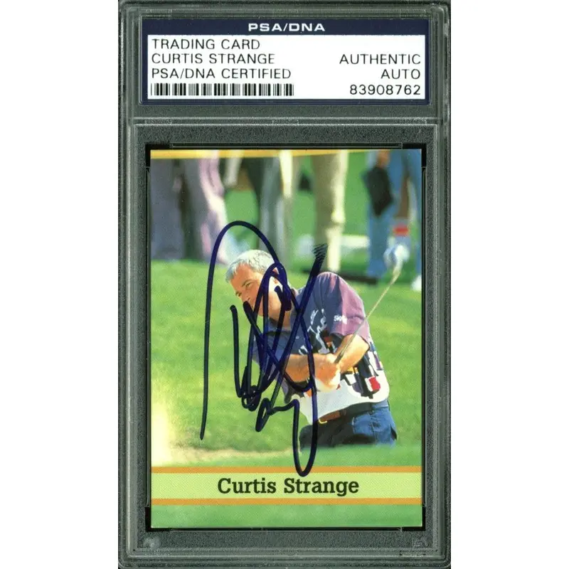 Curtis Strange Authentic Signed Card Fax Pax Golf #10 PSA/DNA Slabbed