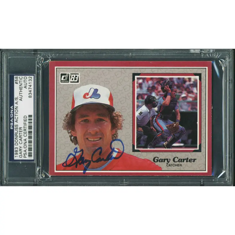 Expos Gary Carter Authentic Signed 3.5X5 1983 Donruss #58 Card PSA/DNA Slabbed