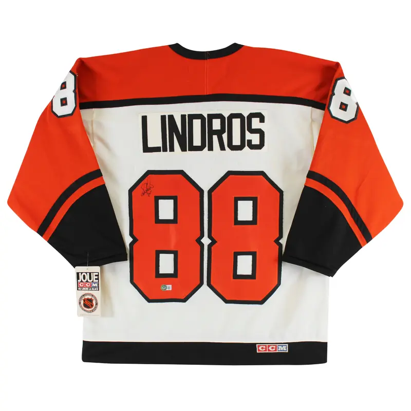 Flyers Eric Lindros Authentic Signed White CCM Jersey Autographed BAS #BG90718