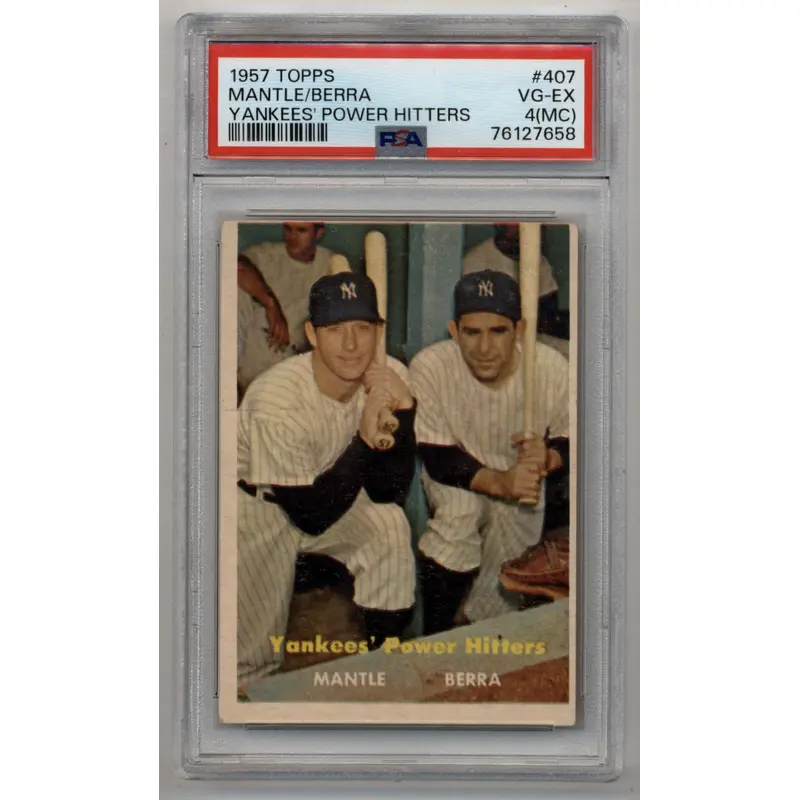 Mantle/Berra 1957 Topps Yankees Power Hitters #407 PSA 4 Very Good-Excellent (MC) 7658