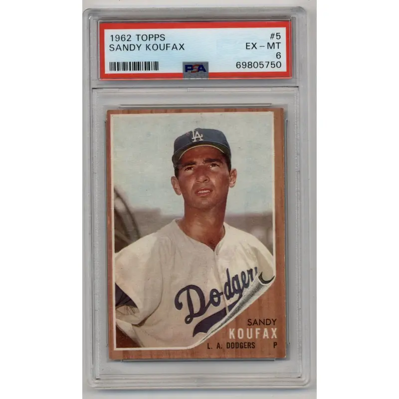 Sandy Koufax 1962 Topps #5 PSA 6 Excellent Mint