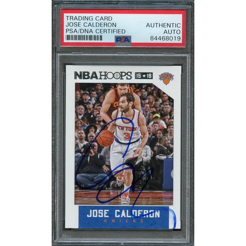 2015-16 NBA Hoops #243 Jose Calderon Signed Card AUTO PSA Slabbed Knicks