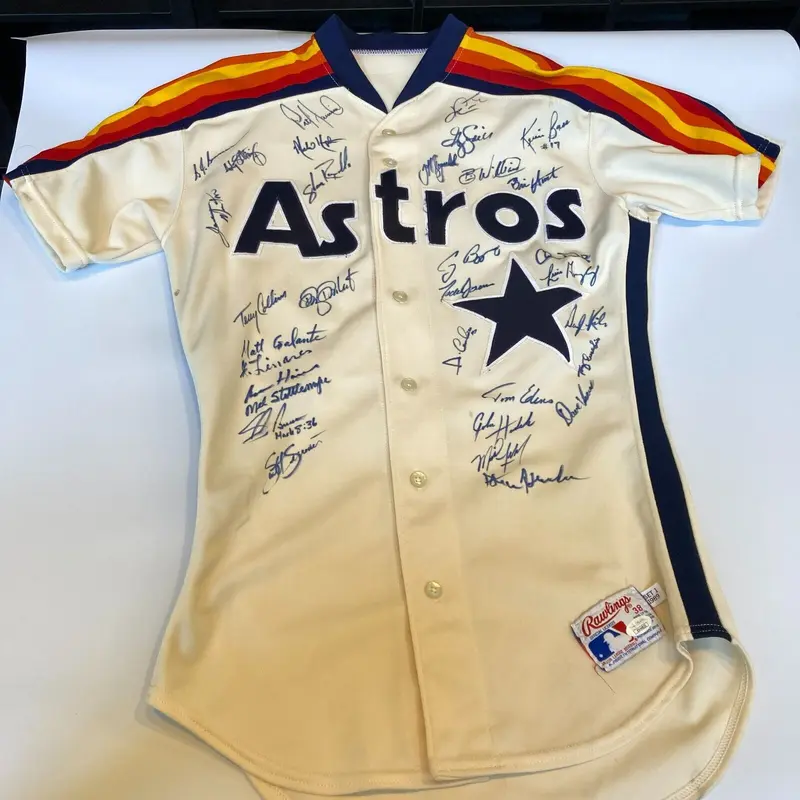 1980-90's Houston Astros Team Signed Game Jersey Jeff Bagwell Craig Biggio JSA