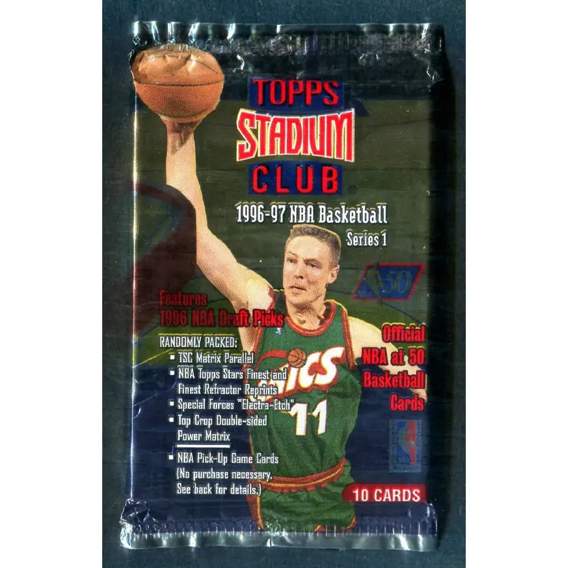 1996/97 Topps Stadium Club Basketball Unopened Series 1 Pack (Retail) (10)