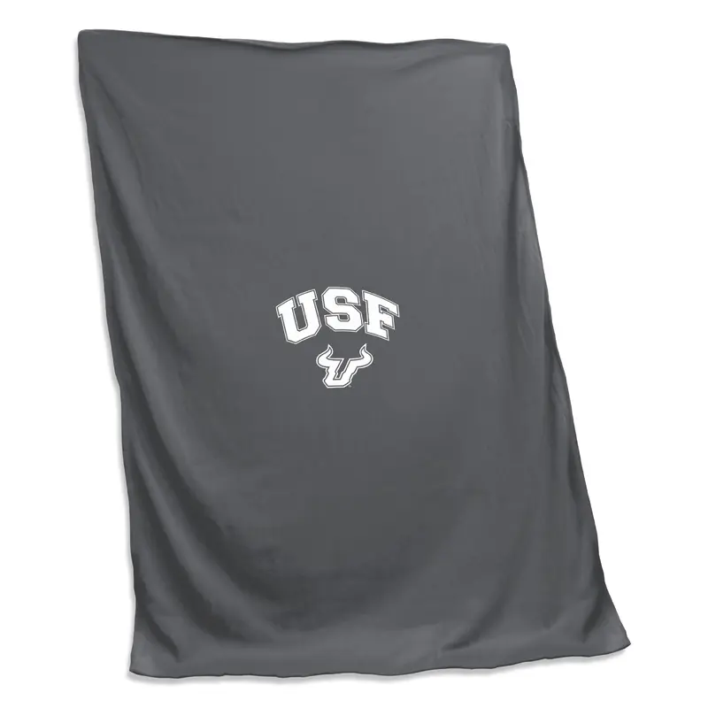 South Florida White Logo Charcoal Sweatshirt Blanket (Screened)