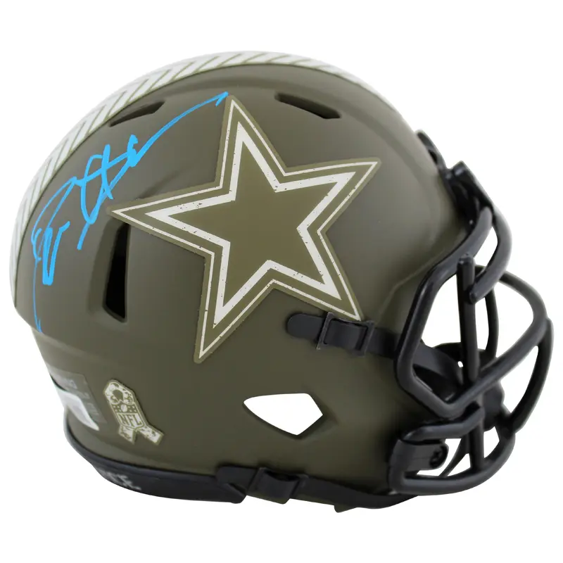 Cowboys Deion Sanders Signed Salute To Service Speed Mini Helmet BAS Witnessed
