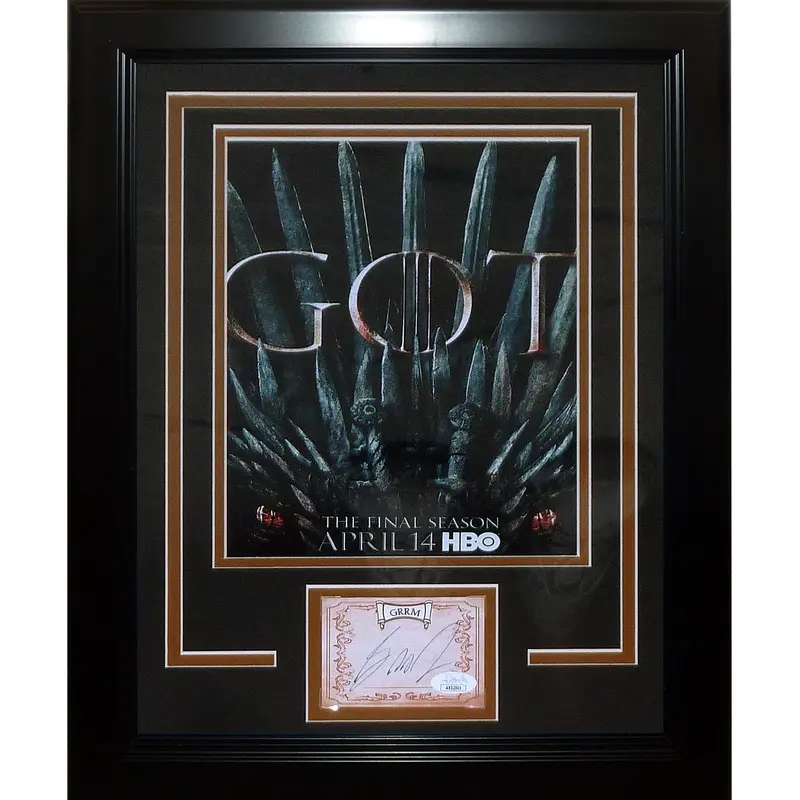 George R. R. Martin Autograph Deluxe Framed with Game of Thrones 8x10 Poster - JSA