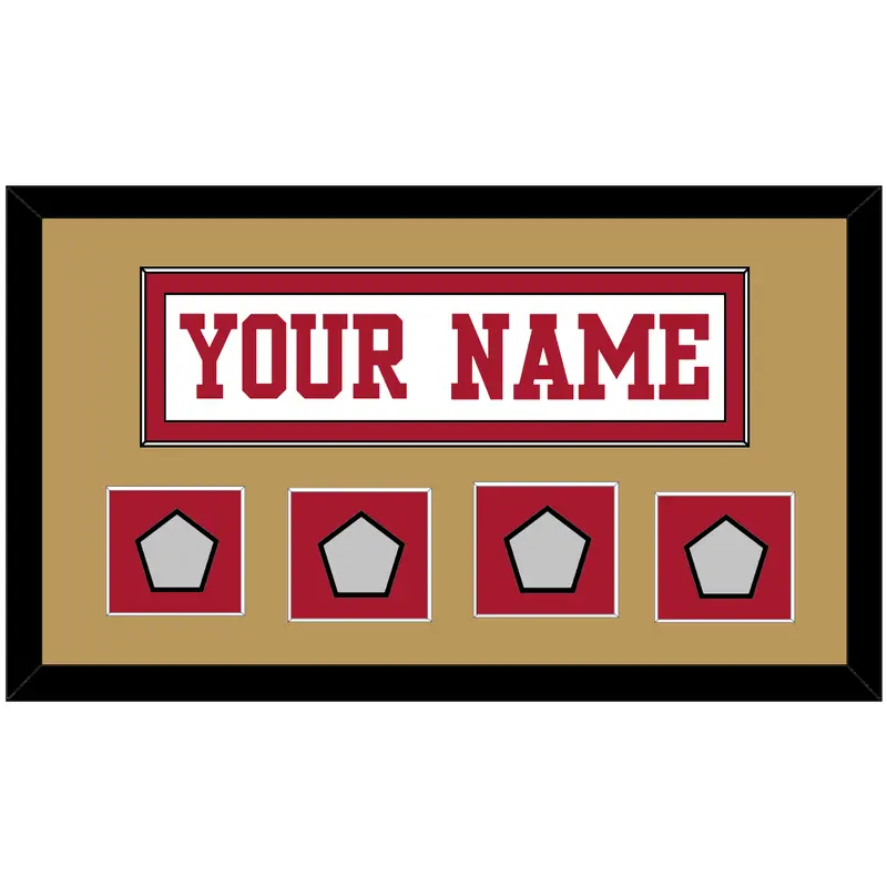 San Francisco Nameplate & 4 Super Bowl Patches - Road White - Single Mat 4