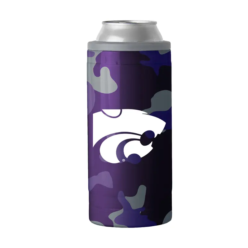 KS State Camo Swagger 12oz Slim Can Coolie