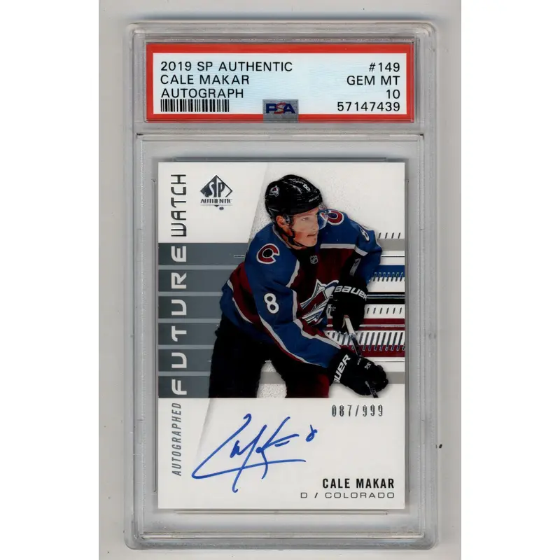 Cale Makar 2019-20 SP Authentic Future Watch Auto 087/999 PSA 10 Gem Mint