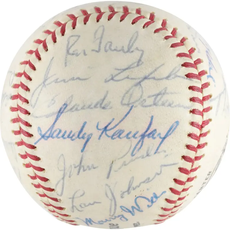 1965 Los Angeles Dodgers World Series Champs Team Signed Baseball Koufax JSA COA