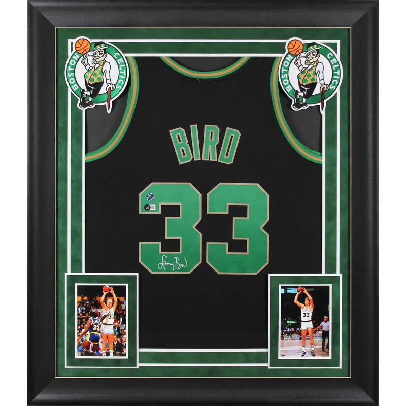 Celtics Larry Bird Authentic Signed Black M&N HWC Swingman Framed Jersey BAS Wit