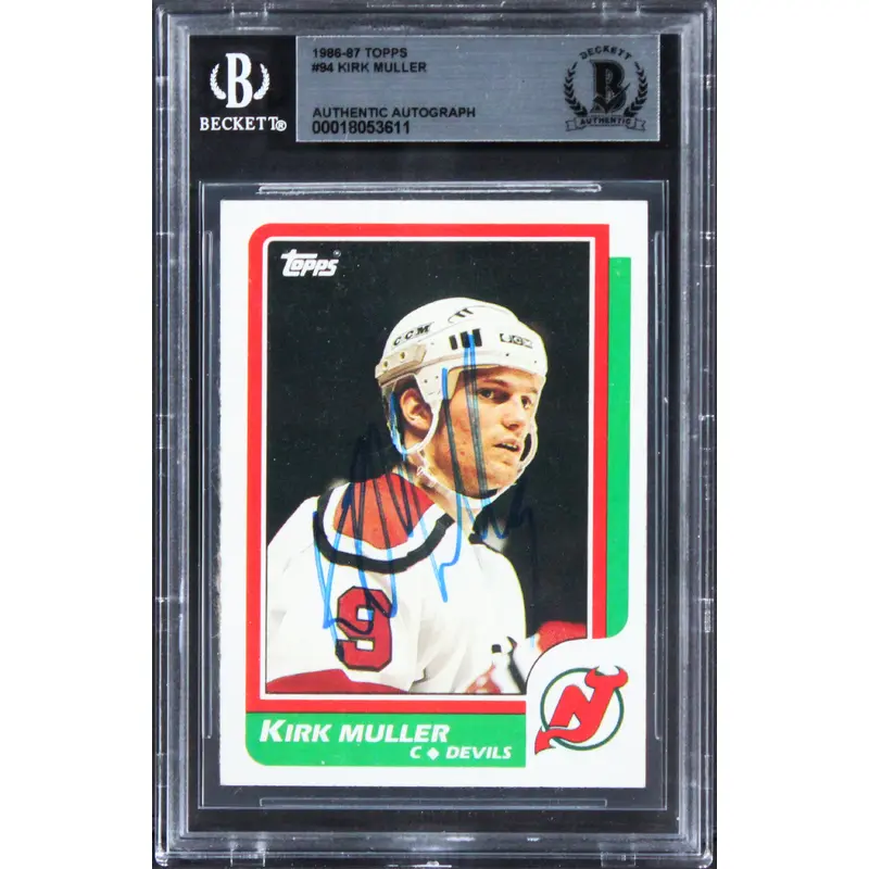 Devils Kirk Muller Authentic Signed 1986 Topps #94 Card BAS Slabbed 2
