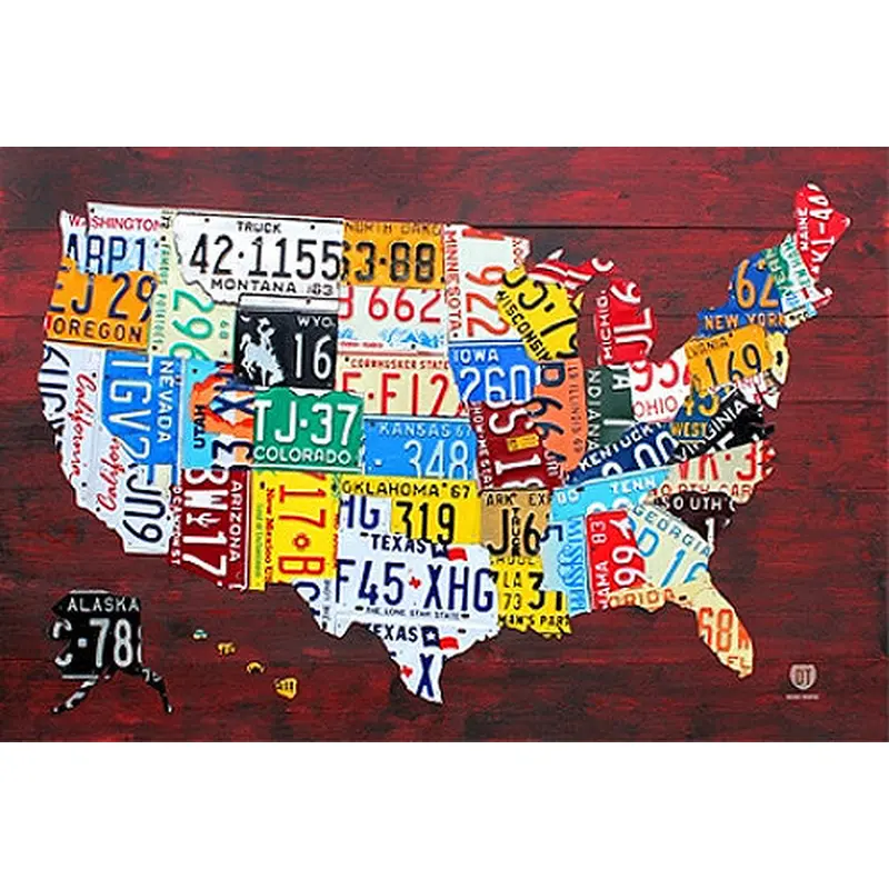 License Plates Map of the United States of America Poster - PosterService Inc.